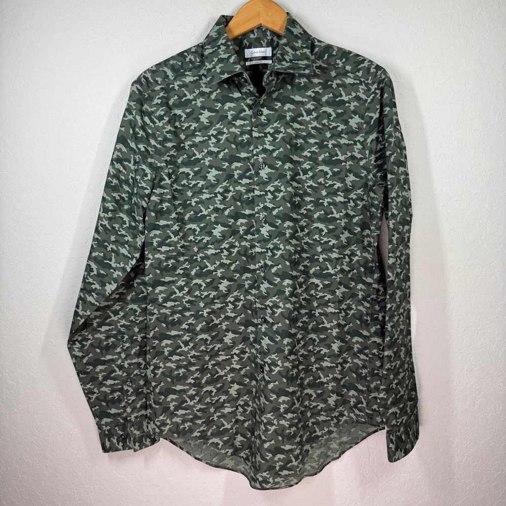 Men's Calvin Klein‎ Slim Fit Camouflage Button Down Shirt Size Medium